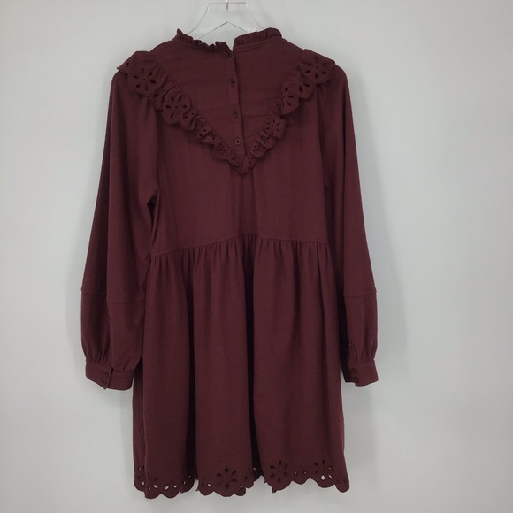 Madewell Embroidered Ruffled Flannel Mini Dress - Picture 6 of 13